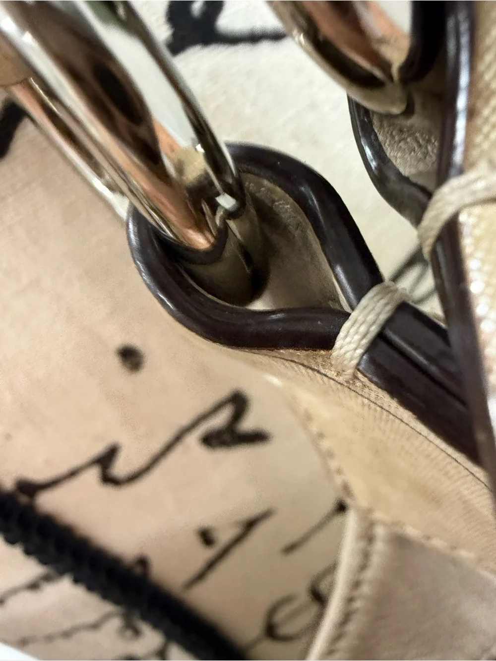 Coach Metallic Gold Leather Hobo Shoulder Bag Large Buckle Silver Hardware